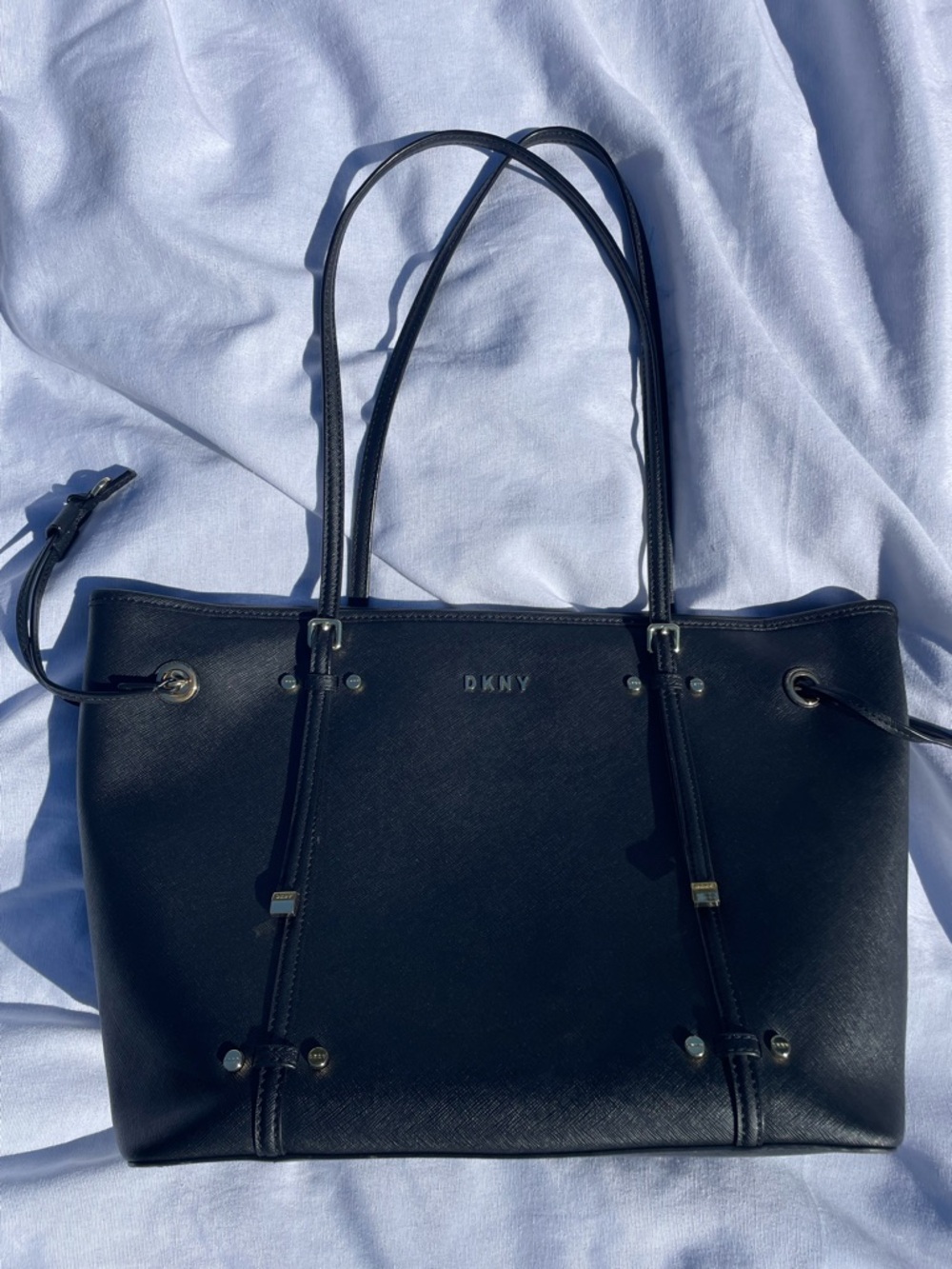 DKNY Bo Fine Grain Saffiano Black Leather Tote Bag